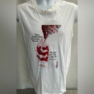 D & G Dolce & Gabbana Reddi-Wip Graphic Tank Top - White with Red Print